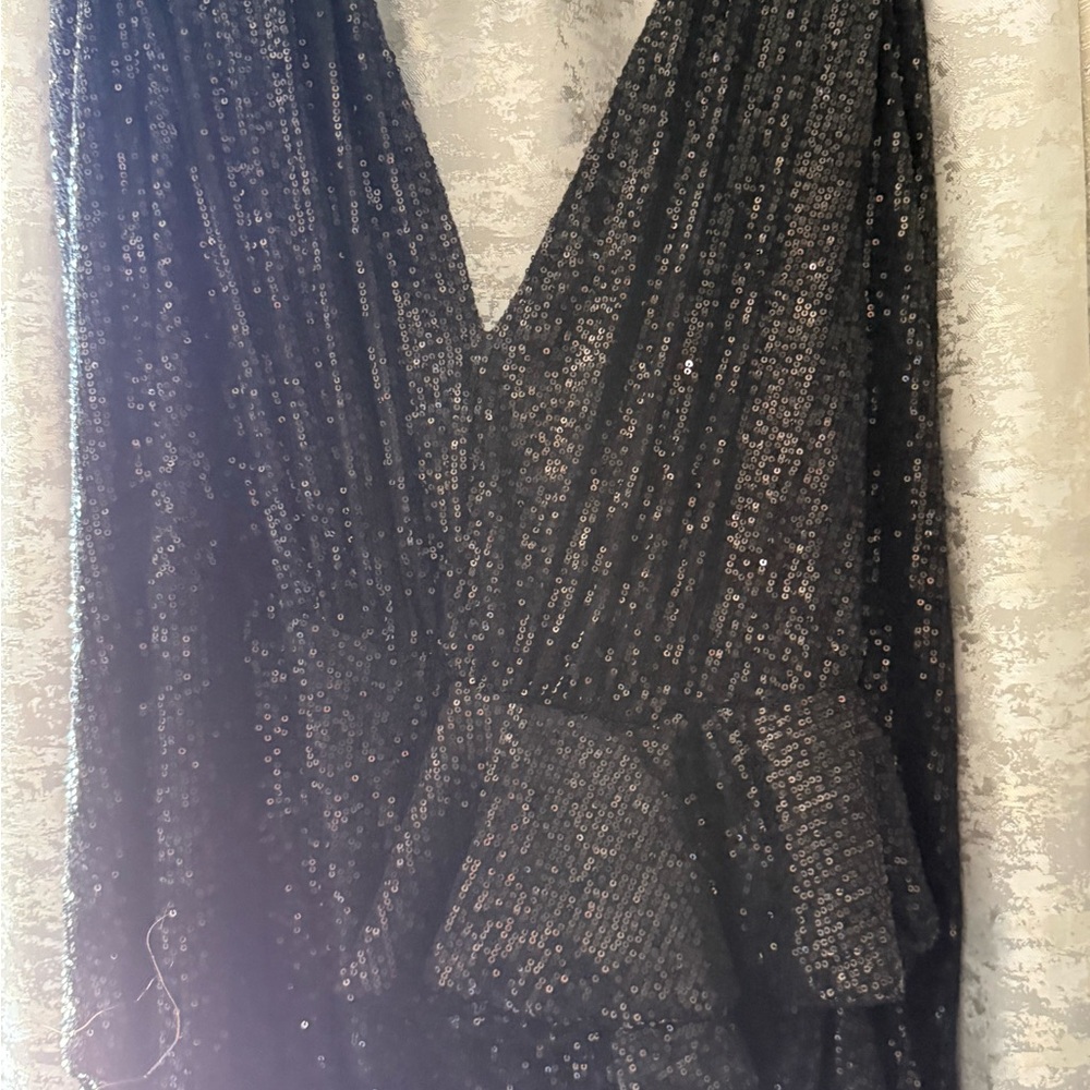Black Sequin V-Neck Dress